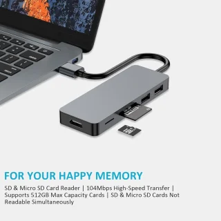 USB hub adapter multiport dock space gray