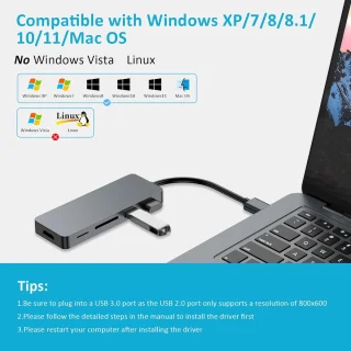USB hub adapter multiport dock space gray