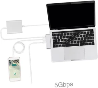 USB hub adapter Type-C lezer goud