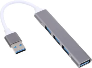 USB-hub aluminium 22 x 1,5 cm zilver