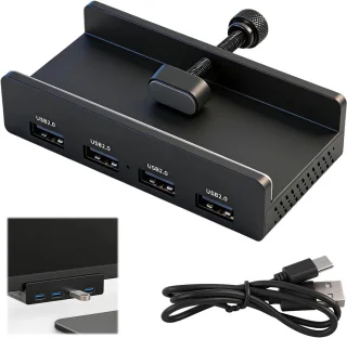Usb-hub cliptype 4-poorts USB 2.0 aluminium