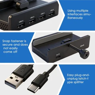 Usb-hub cliptype 4-poorts USB 2.0 aluminium