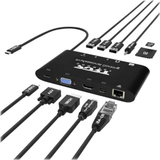 USB-hub docking station 9 poorten 60w zwart