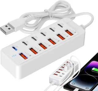 USB-hub dockingstation 12 poorten grijs