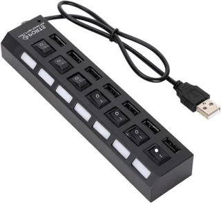 USB-hub dockingstation USB-splitter adapter 7 poorten zwart