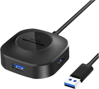 USB hub kaartlezer 4-poorts USB 3.0 zwart