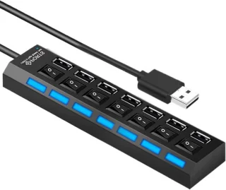 USB-hub met 4 of 7 poorten - zwart