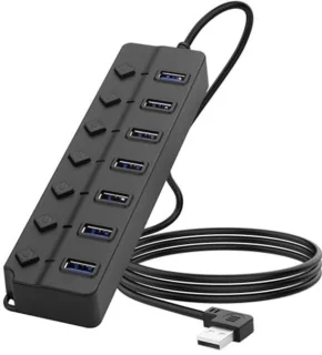 USB-hub met 7 poorten en aan/uit-schakelaars