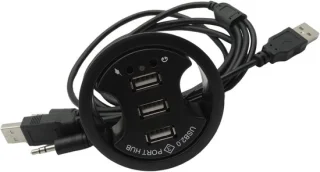 USB hub met hoofdtelefoonpoort - USB splitter docking station - zwart