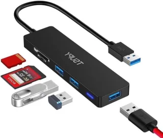 USB-hub met kaartlezer - zwart