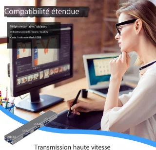USB-hub multipoort adapter 4 poorten zilver