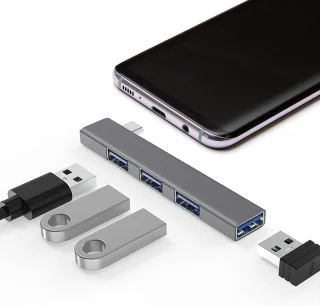 USB-hub multipoort adapter 4 poorten zilver