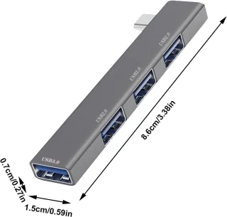 USB-hub multipoort adapter 4 poorten zilver