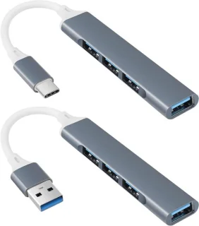 Usb hub set 2 stuks 4 poorten zilver