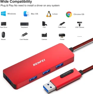 USB hub Type-C adapter rood