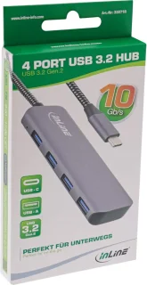 Usb hub type-c splitter 4 poorten grijs