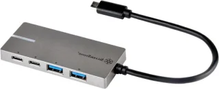 Usb hub - usb-c adapter - twee usb-a twee usb-c - zwart