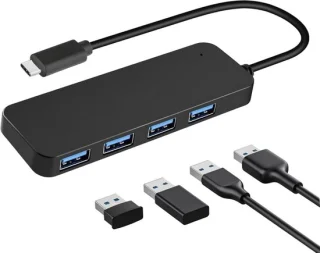 USB Hub - vier poorten - 30 cm kabel - zwart