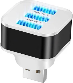 USB-hub voor laptop, 3x3x3,5 cm, in goud, zwart, zilver en blauw
