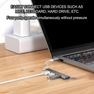 Usb-multipoort adapter 4-poorts grijs