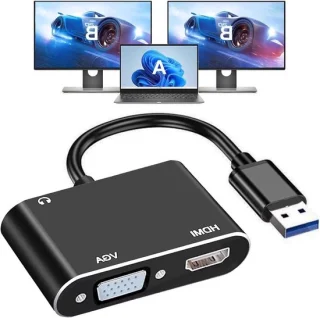 USB naar HDMI VGA adapter - zwart