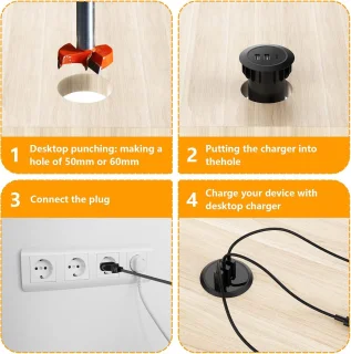 USB oplaadstation 3-poorts desktop model met 2 USB en 1 Type-C - ShopVlot