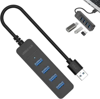 USB-poort expander - 4 poorten - zwart