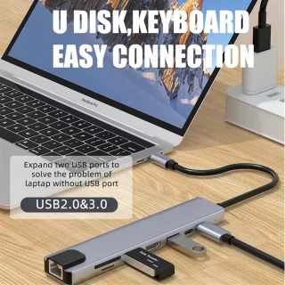 Usb Type-C hub splitter grijs
