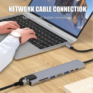 Usb Type-C hub splitter grijs