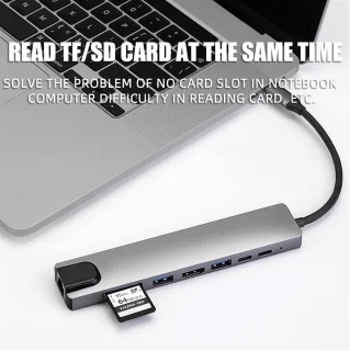 Usb Type-C hub splitter grijs