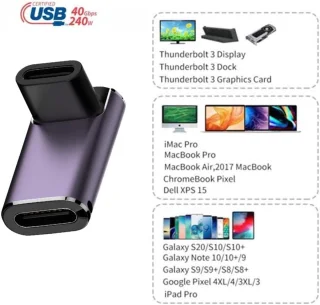 USB4 Type C adapter zwart