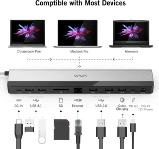VAVA USB C Hub Docking Station EU Adapter Type C