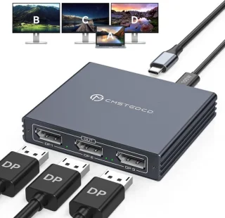 VEDINDUST USB-C naar DisplayPort splitter voor 3 monitoren