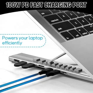 Verstelbare laptopstandaard met dockingstation