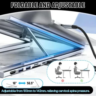 Verstelbare laptopstandaard met dockingstation