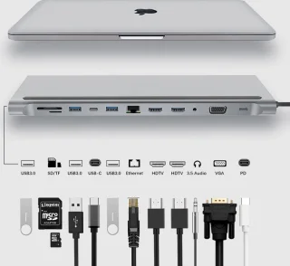 VEXON Cablehub Pro 12-in-1 USB-C Hub Adapter Spacegrey