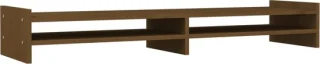 vidaXL monitorstandaard 100x27x15 cm massief grenenhout honingbruin