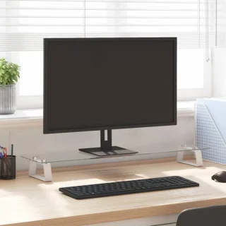 vidaXL monitorstandaard 80x20x8 cm gehard glas en metaal wit