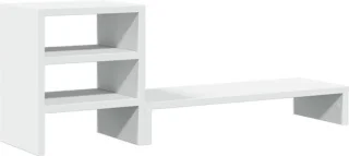 vidaXL monitorstandaard met bureau-organizer bewerkt hout wit