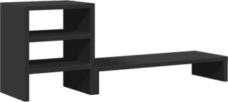 vidaXL monitorstandaard met bureau-organizer bewerkt hout zwart