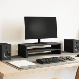 vidaXL monitorstandaard zwart eiken