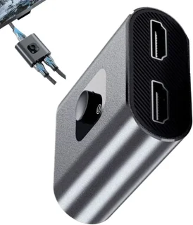 Videosplitter 2-in-1 signaalverdeler dubbel scherm zilver