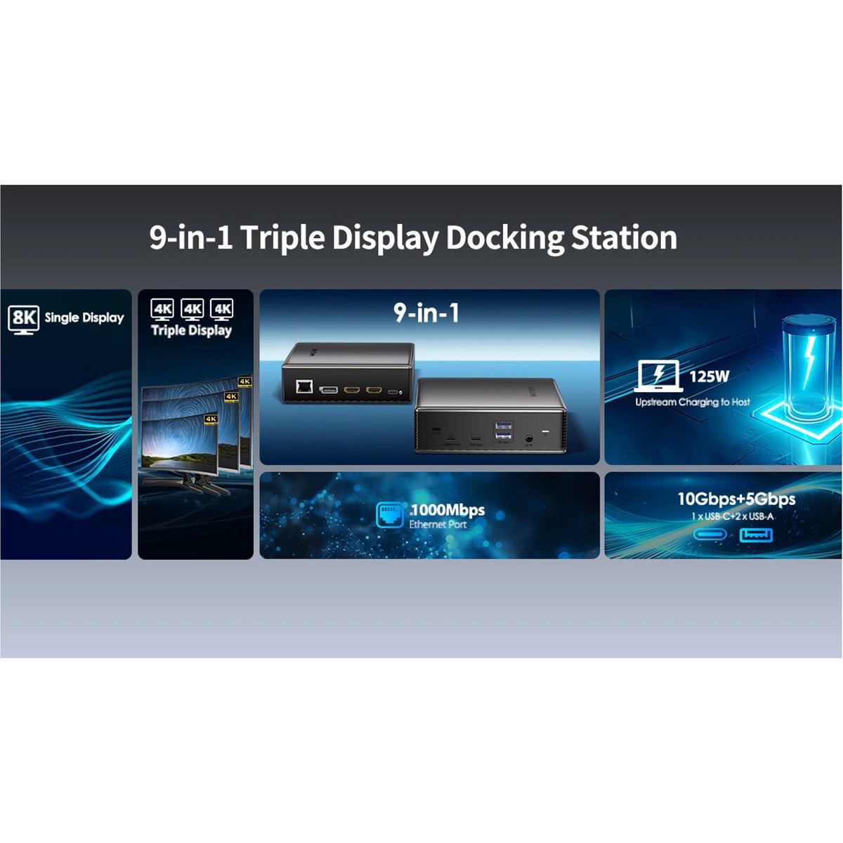 Wavlink Ultra USB-C Docking Station 2x HDMI 1x DP 125W