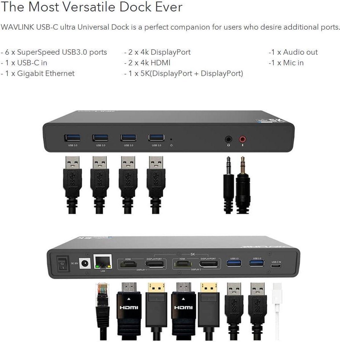 Wavlink USB-C Universal Docking Station Dual 4K Display