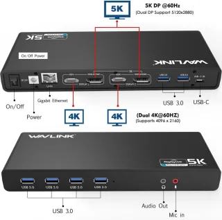 Wavlink USB-C Universal Docking Station Dual 4K