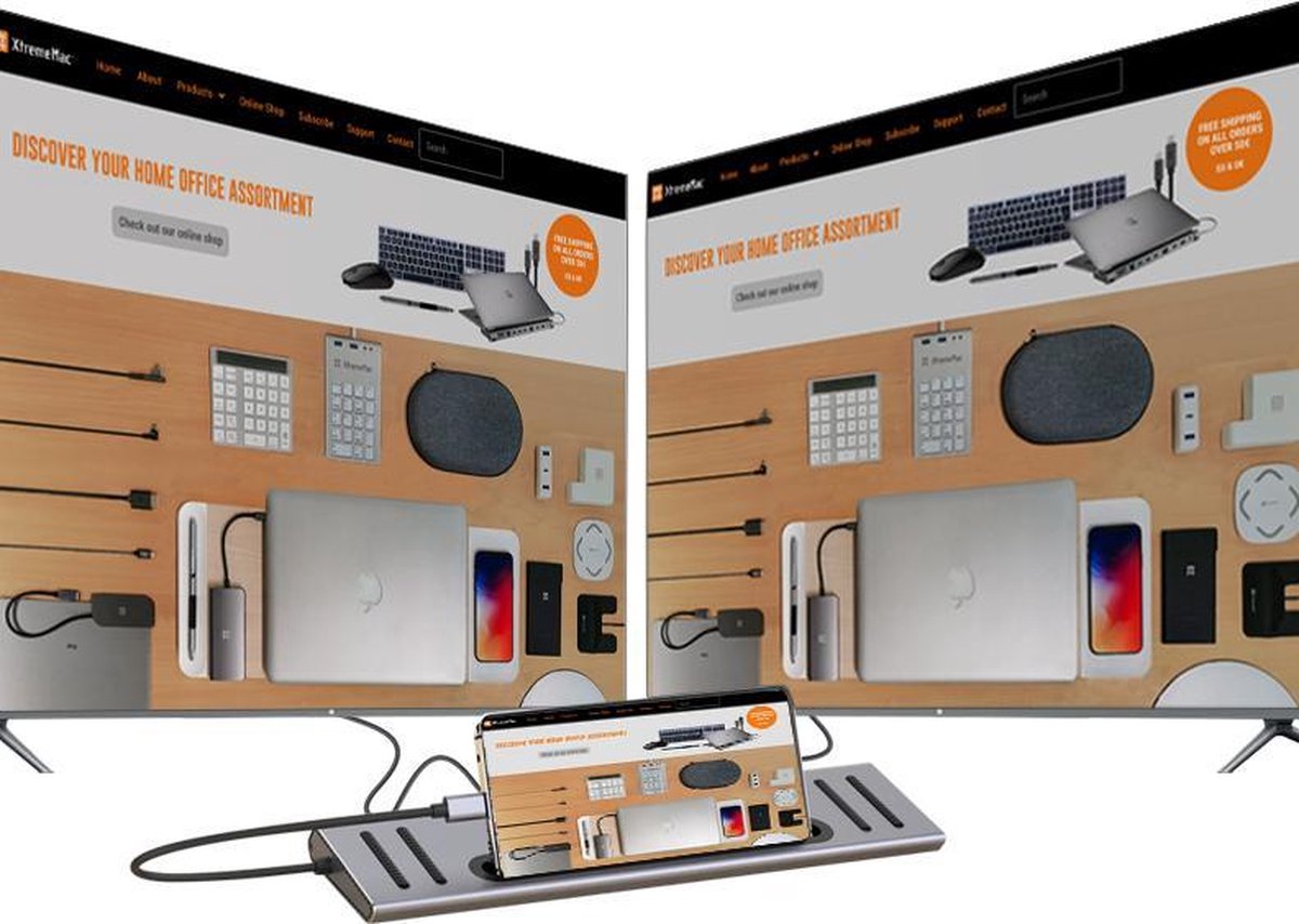 XtremeMac Docking Hub Station 12 Poorten Zilver