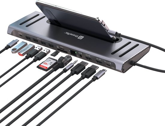 XtremeMac Docking Hub Station 12 Poorten Zilver
