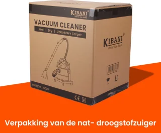 Kibani Nat/ Droogzuiger - Inclusief 3 flessen Reinigingsmiddel - Alleszuiger met Accessoires - met Sproeifunctie - 1600W - Tapijtreiniger - Inclusief Opzetstukken