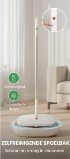 Voylà® Elektrische Dweil - 4 in 1 Elektrische Dweil - Elektrische Vloerreiniger - Zelfreinigingssysteem - Draadloos - Oplaadbaar - 60 min Accuduur - Perfect voor alle Vloertypen - Inclusief 2 gratis zelfreinigende pads en Waterdichte opbergtas