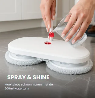 Voylà® Elektrische Dweil - 4 in 1 Elektrische Dweil - Elektrische Vloerreiniger - Zelfreinigingssysteem - Draadloos - Oplaadbaar - 60 min Accuduur - Perfect voor alle Vloertypen - Inclusief 2 gratis zelfreinigende pads en Waterdichte opbergtas
